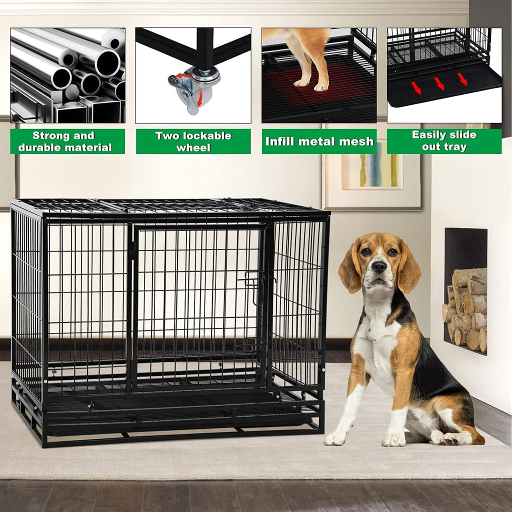 48 inch XXL Heavy Duty Dog Kennel with Wheels I34191
