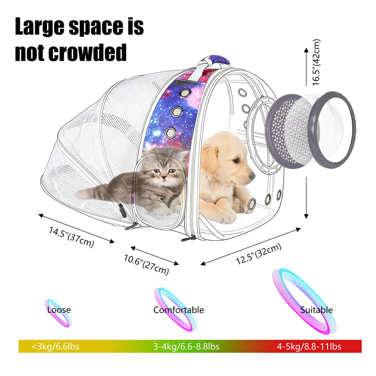 Blue Expandable Cat Backpack with Clear Window I3344