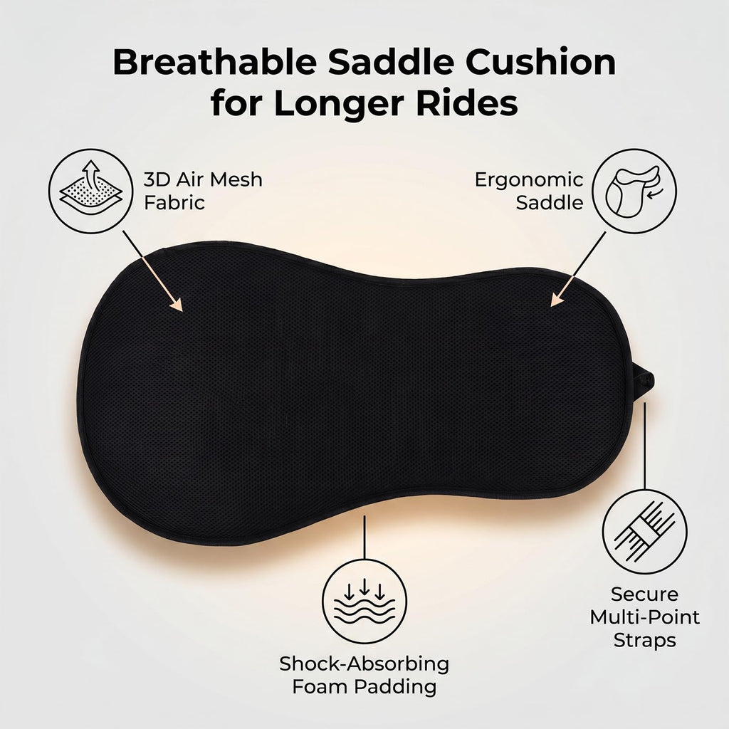 Breathable Shock Absorbing Saddle Seat Cushion with Adjustable Straps M3153