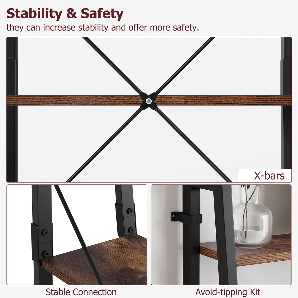 5-Tier Ladder Bookshelf with Metal Frame R16668