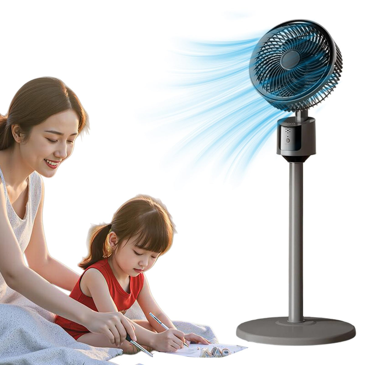Lightweight Quiet Standing Fan (Grey) Y653