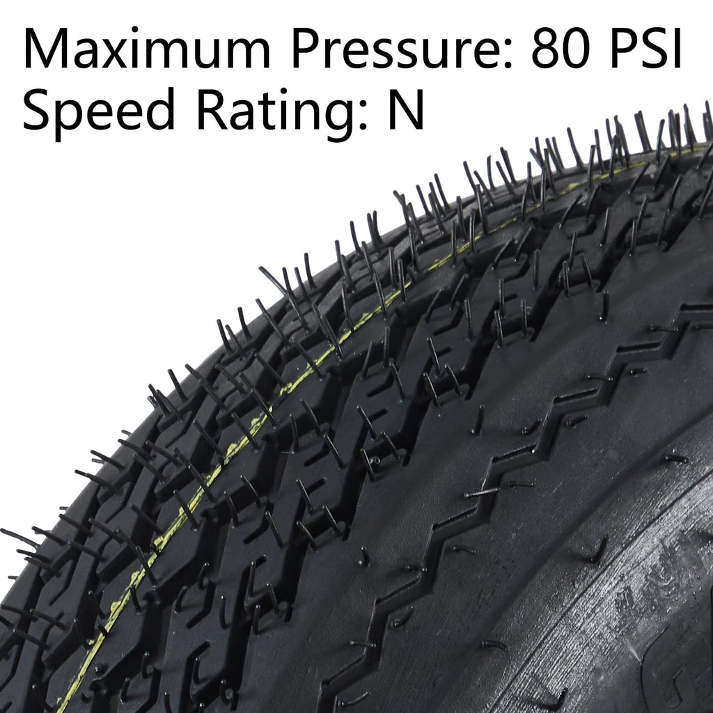 2-Pack Trailer Tires on Rims 5.30-12 4 Lug White Wheels M631