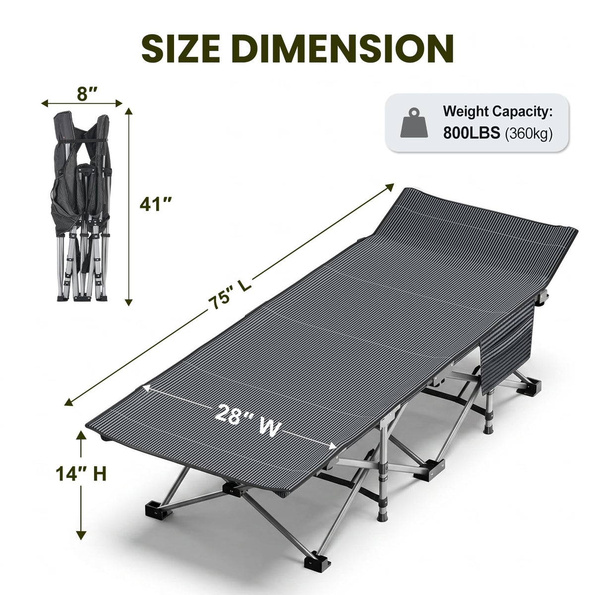 Folding Camping Cot with Mattress, 2 Pack S8587