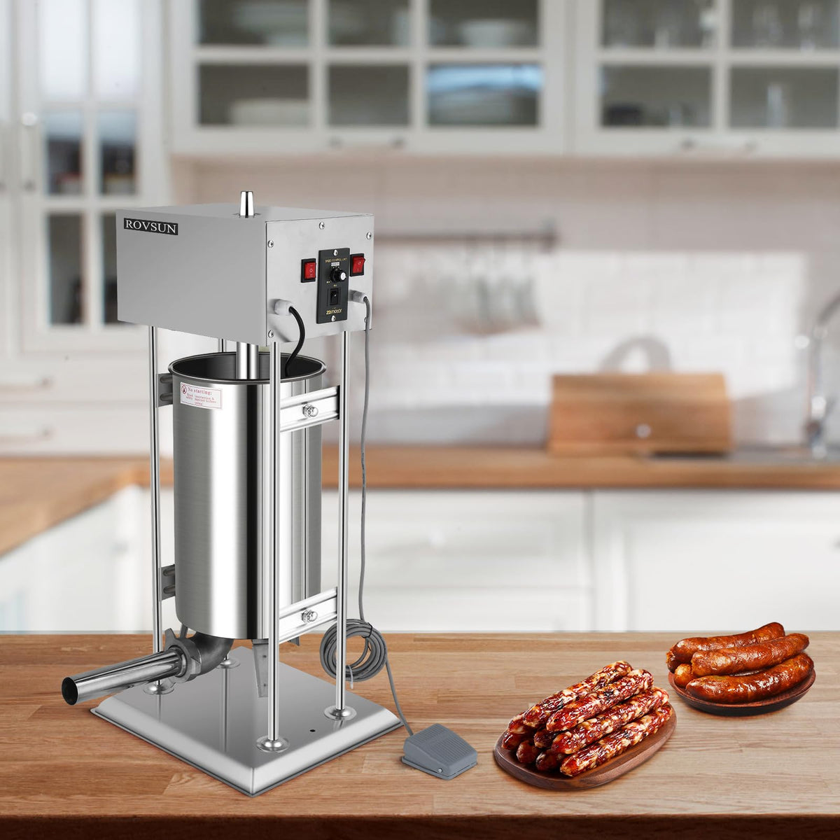 10L Electric Stainless Steel Sausage Stuffer with 5 Stuffing Tubes J304336