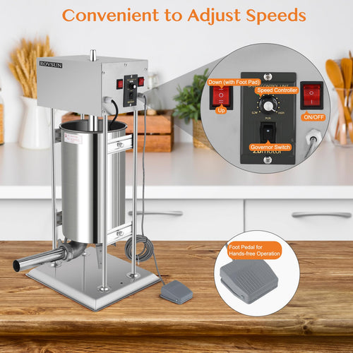10L Electric Stainless Steel Sausage Stuffer with 5 Stuffing Tubes J304336