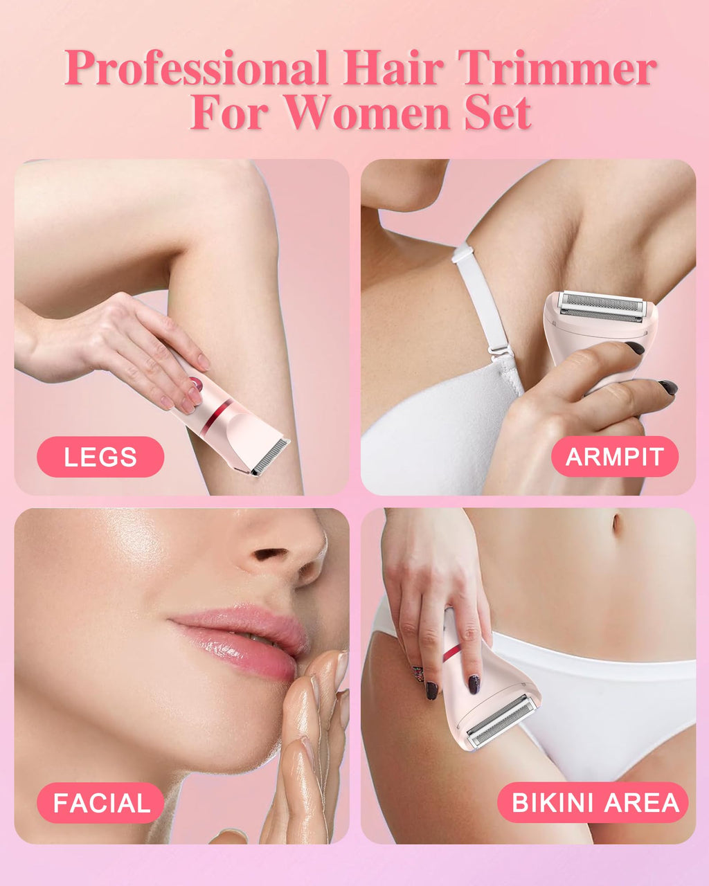 3-in-1 Rechargeable Waterproof Bikini Trimmer J859255