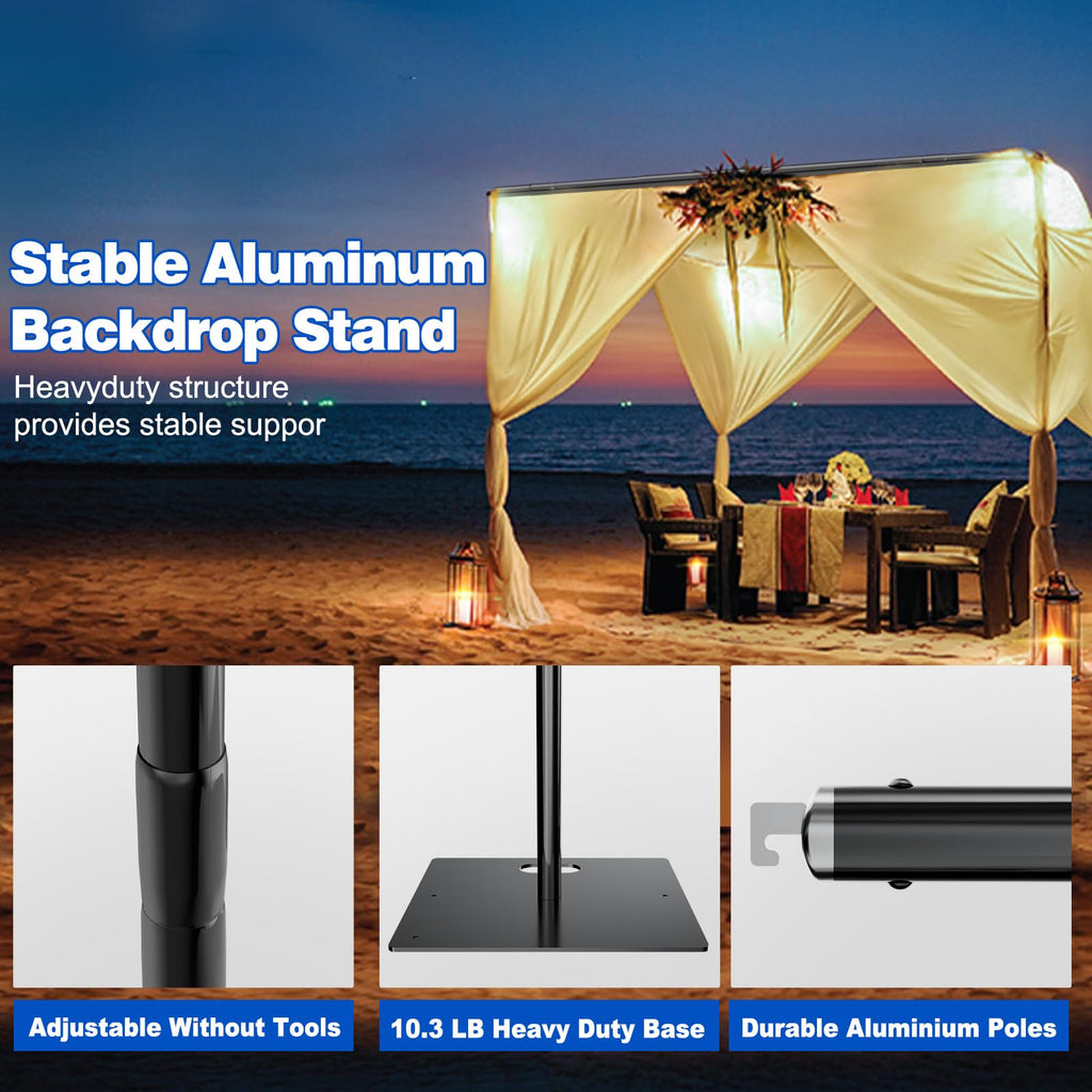 8ftx10ft Adjustable Heavy Duty Black Pipe and Drape Backdrop Stand U550250