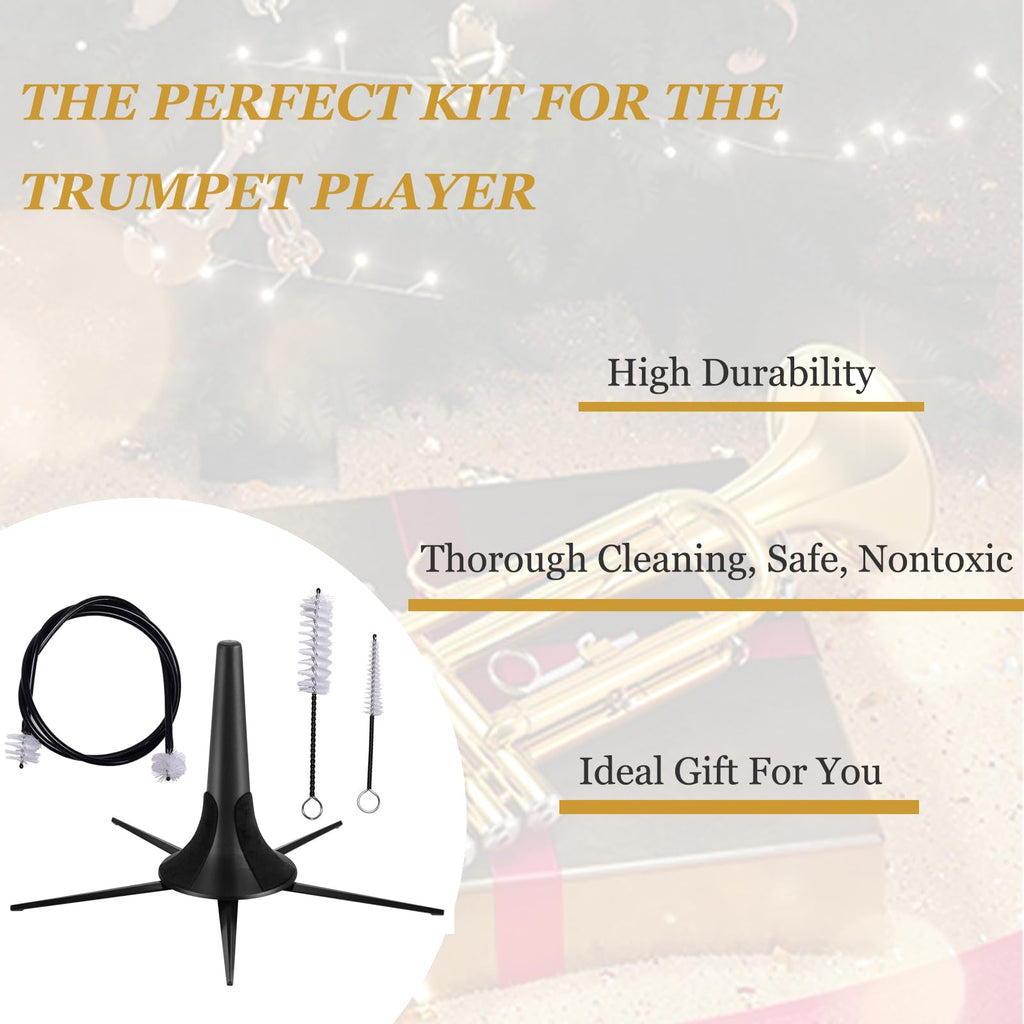 Trumpet Stand and Care Kit with Mouthpiece, Valve, Snake Brush, Foldable Metal 5 Legs E42465