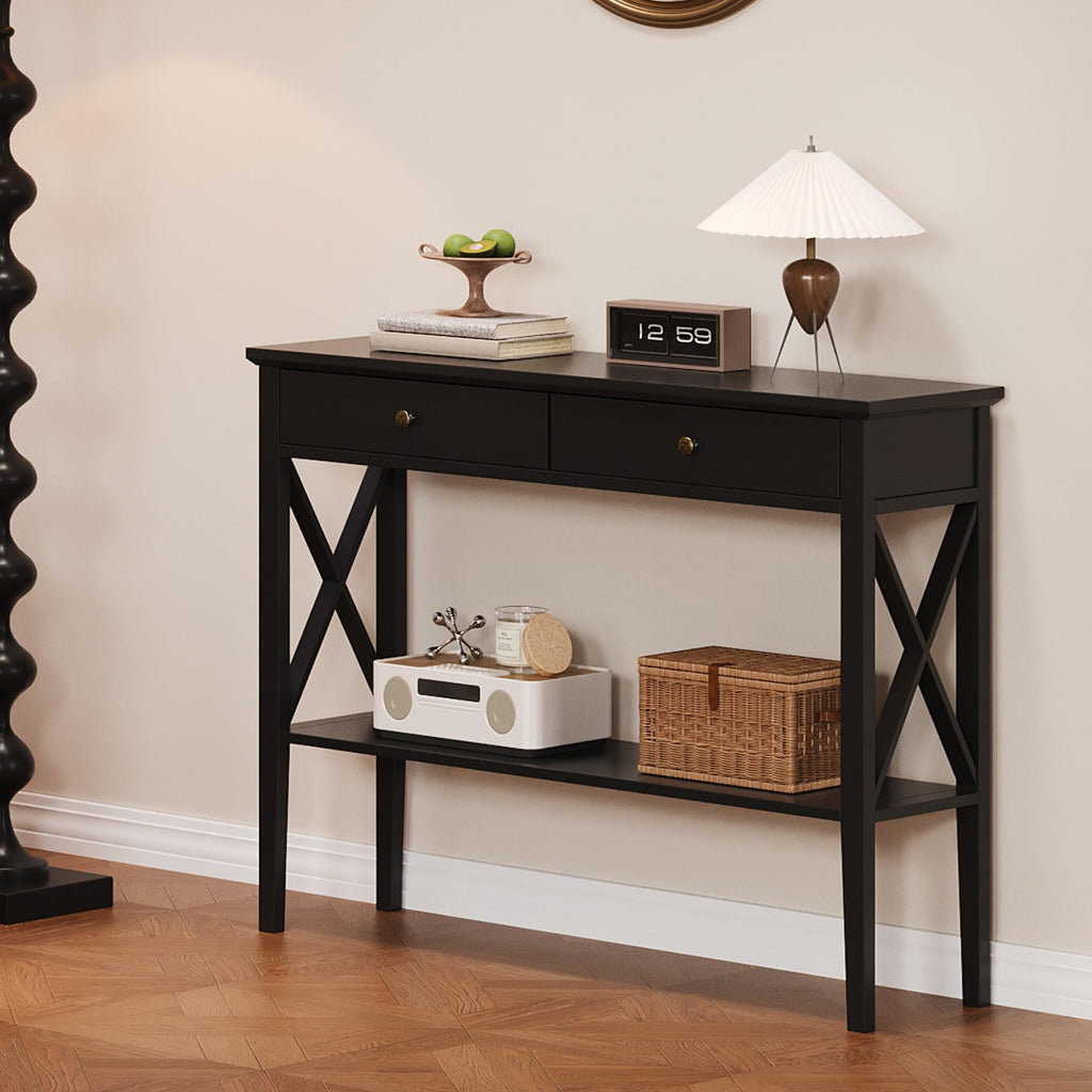 39" Entryway Table with Drawers and Storage Shelf H201798