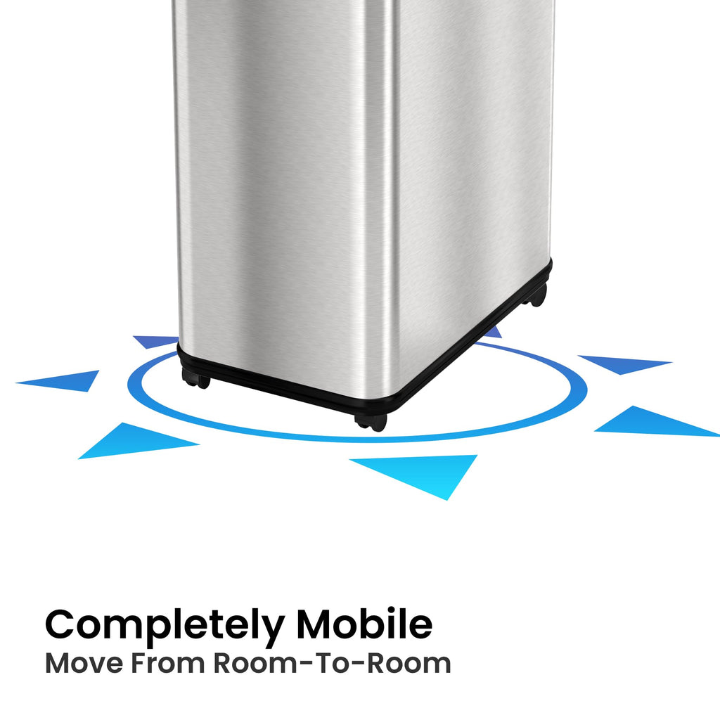13 Gallon Sensor Kitchen Trash Can with Lid & Wheels E441