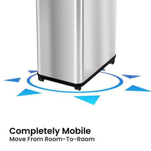 13 Gallon Sensor Kitchen Trash Can with Lid & Wheels E441
