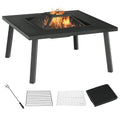 34" Black Metal Fire Pit with Grill H8419