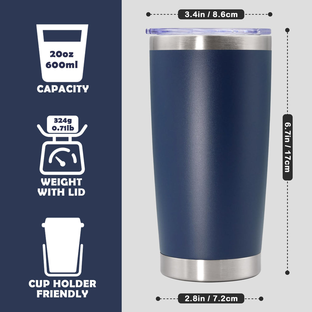 20oz Stainless Steel Tumbler with Lid Navy I413037