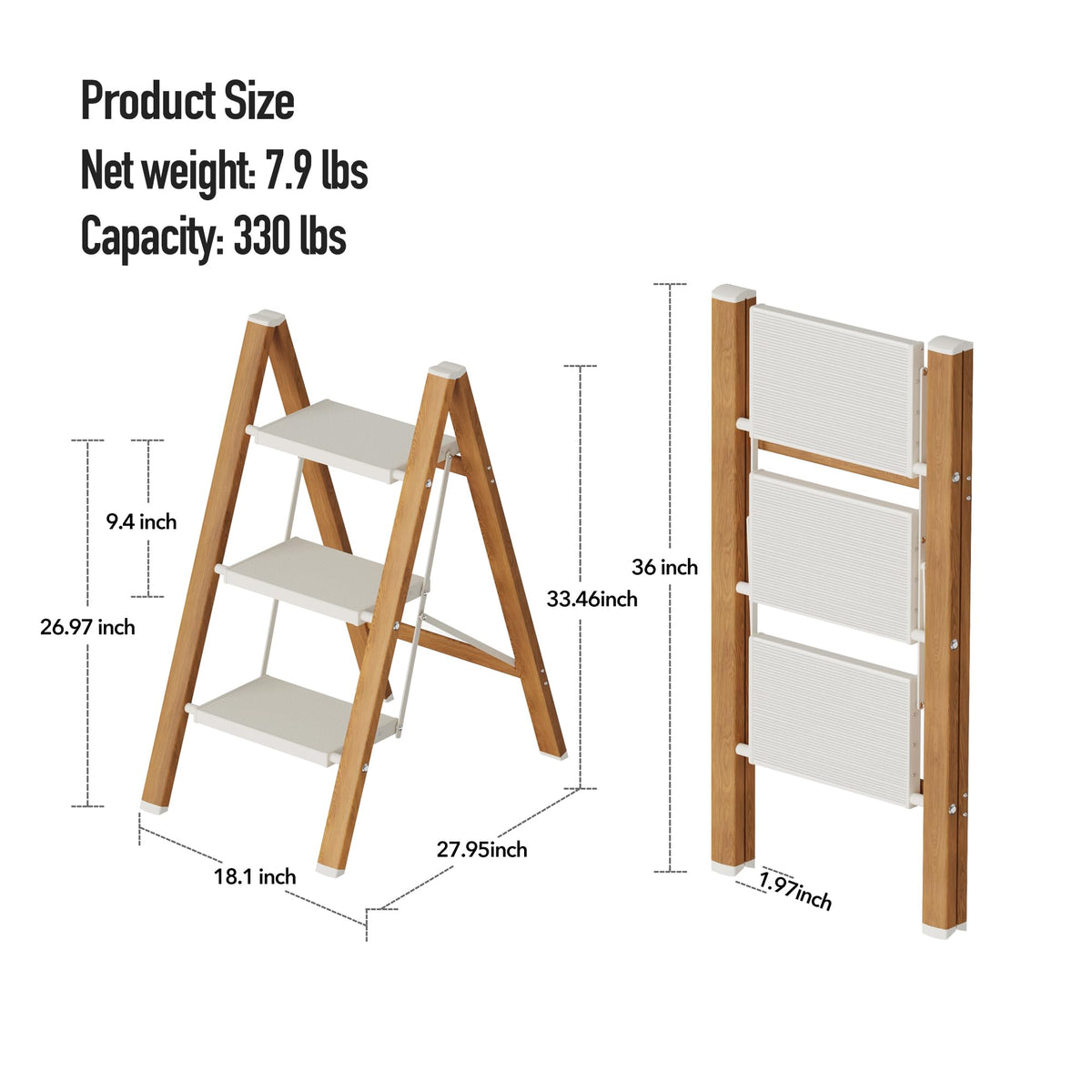 3 Step Aluminum Foldable Step Stool B93584