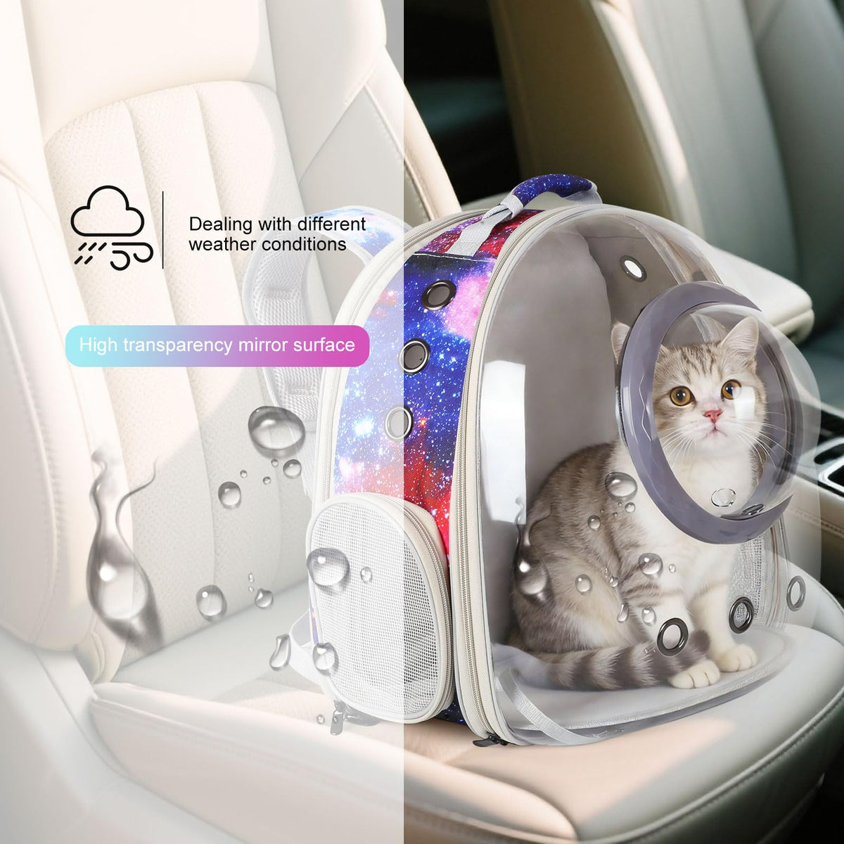 Blue Expandable Cat Backpack with Clear Window I3344