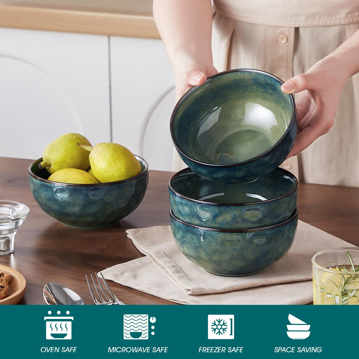 Ceramic Green Bowls Set of 4 Q30991