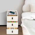 White Smart Nightstand with Wireless Charging Station & Adjustable LED Lights, 3 Drawers A719