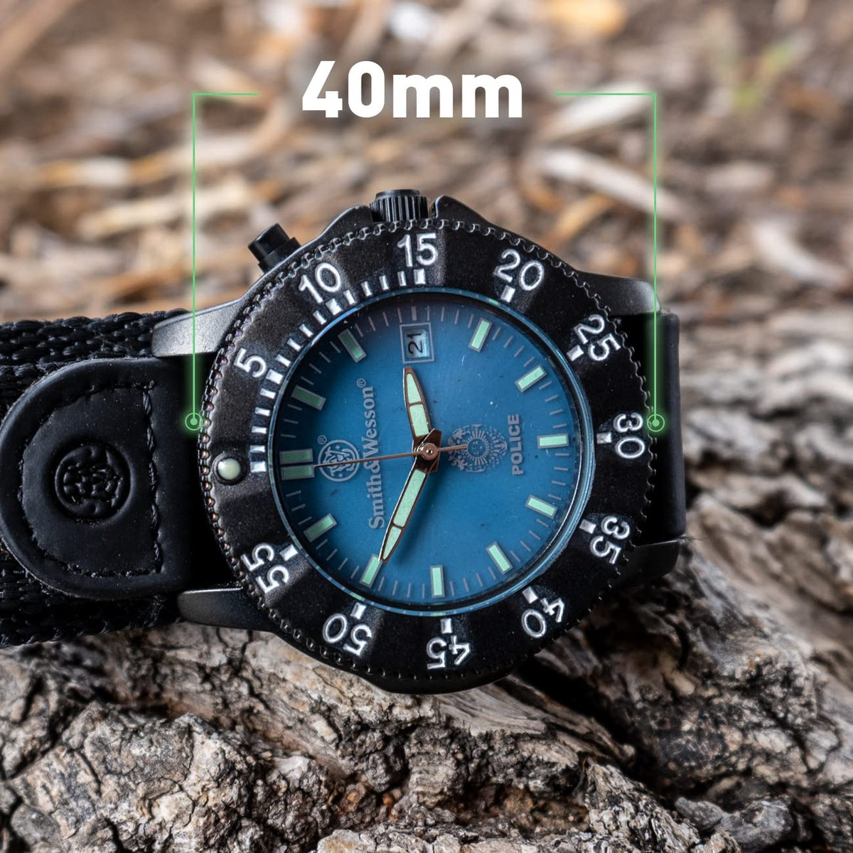 Blue Face 3ATM Water Resistant Quartz 40mm Tactical Watch U1069