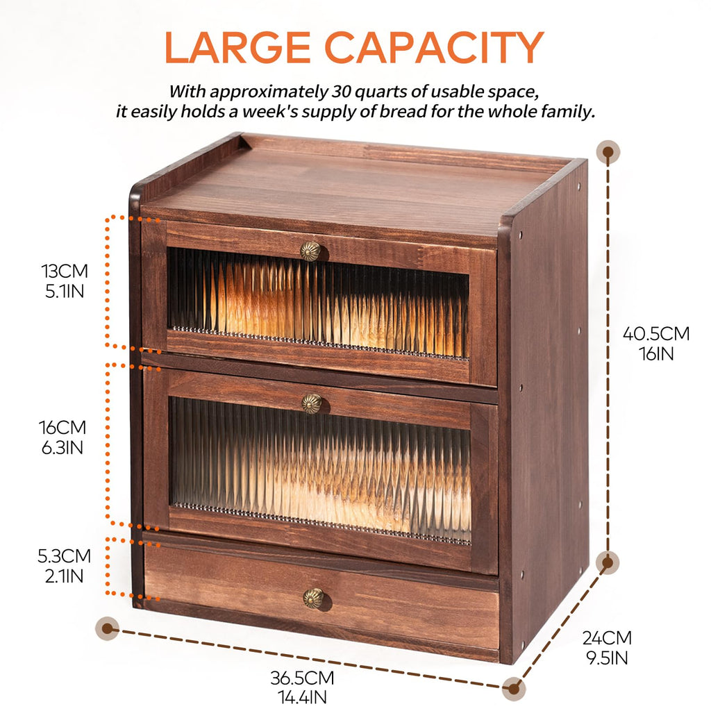 Wood Bread Box with Cutlery Drawer N445986