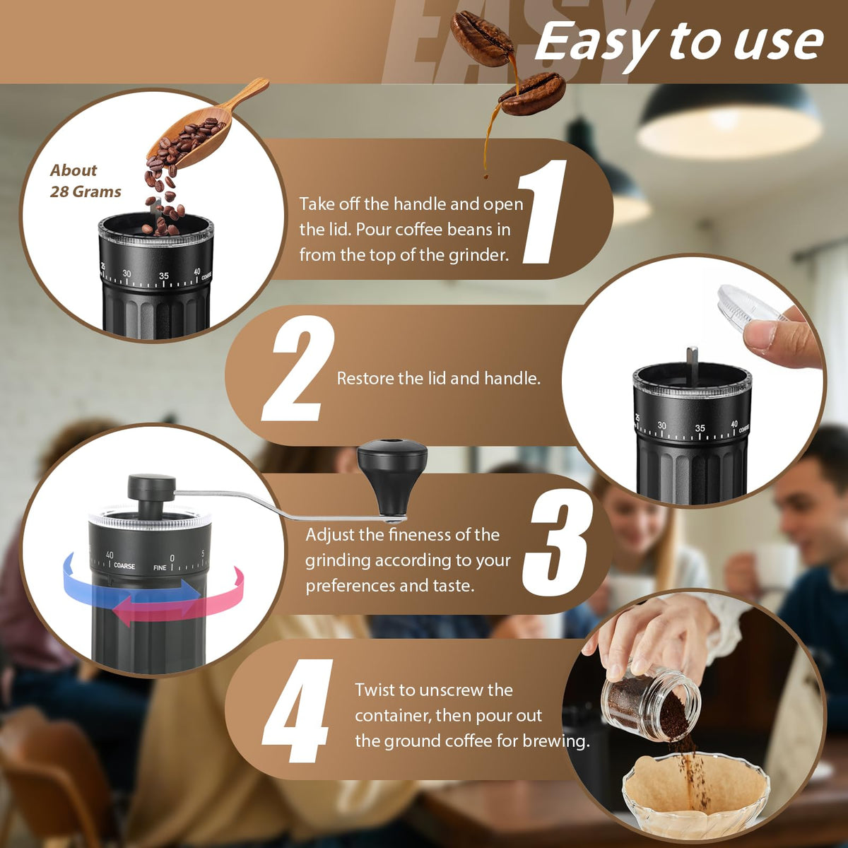 Manual Coffee Grinder with Ceramic Conical Burr Y321