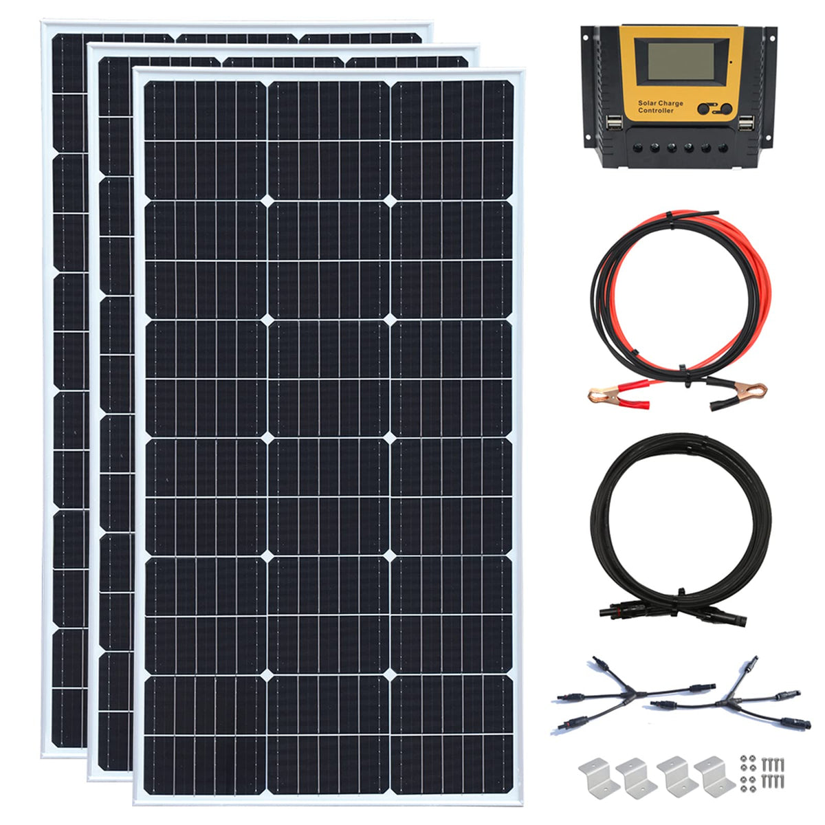 300 Watt 12 Volt Monocrystalline Solar Panel Kit with 30A Charge Controller H35131