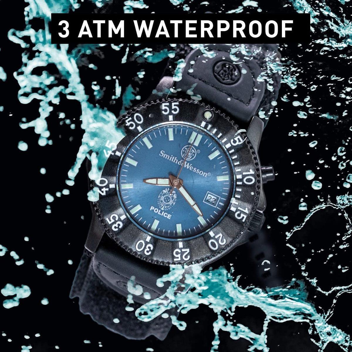 Blue Face 3ATM Water Resistant Quartz 40mm Tactical Watch U1069