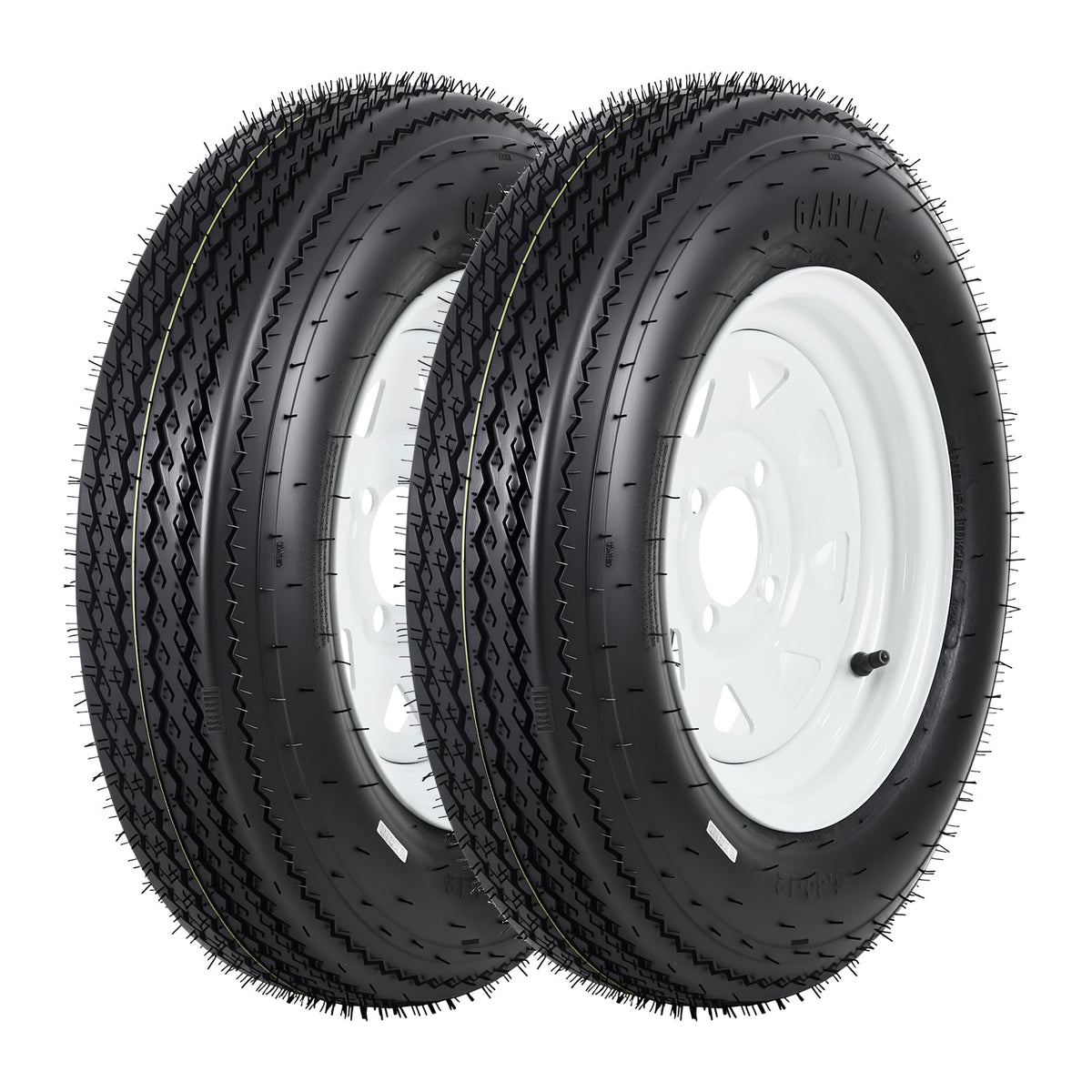 2-Pack Trailer Tires on Rims 5.30-12 4 Lug White Wheels M631