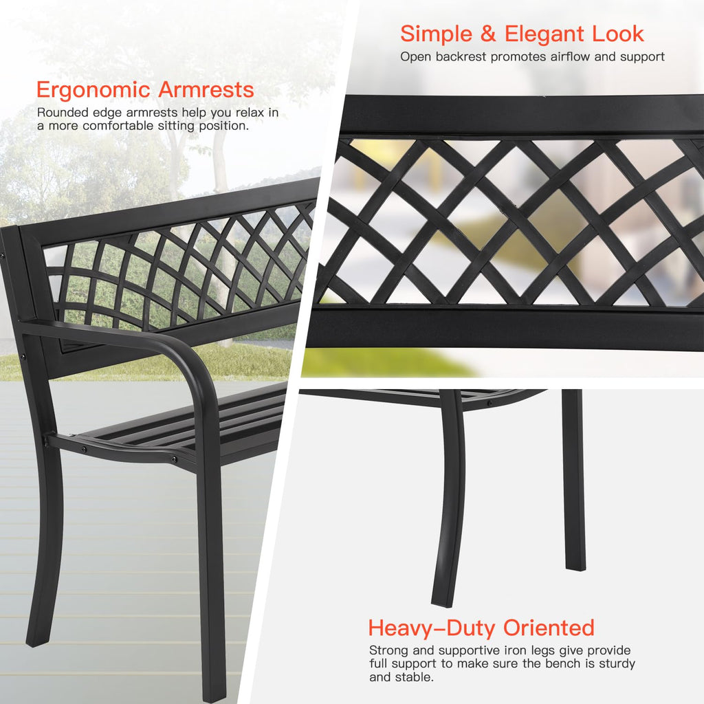 Black Outdoor Garden Bench H461444