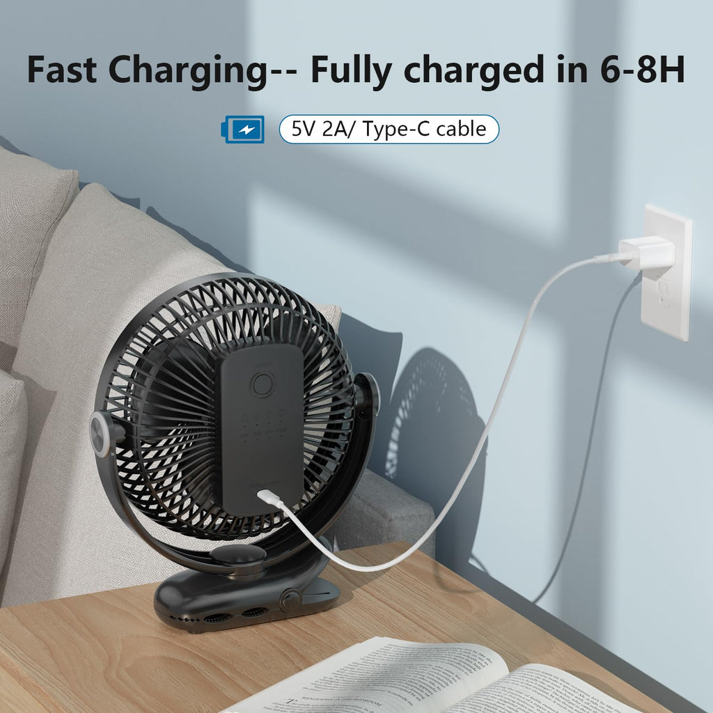 10000mAh 8-Inch Rechargeable Clip on Fan L916