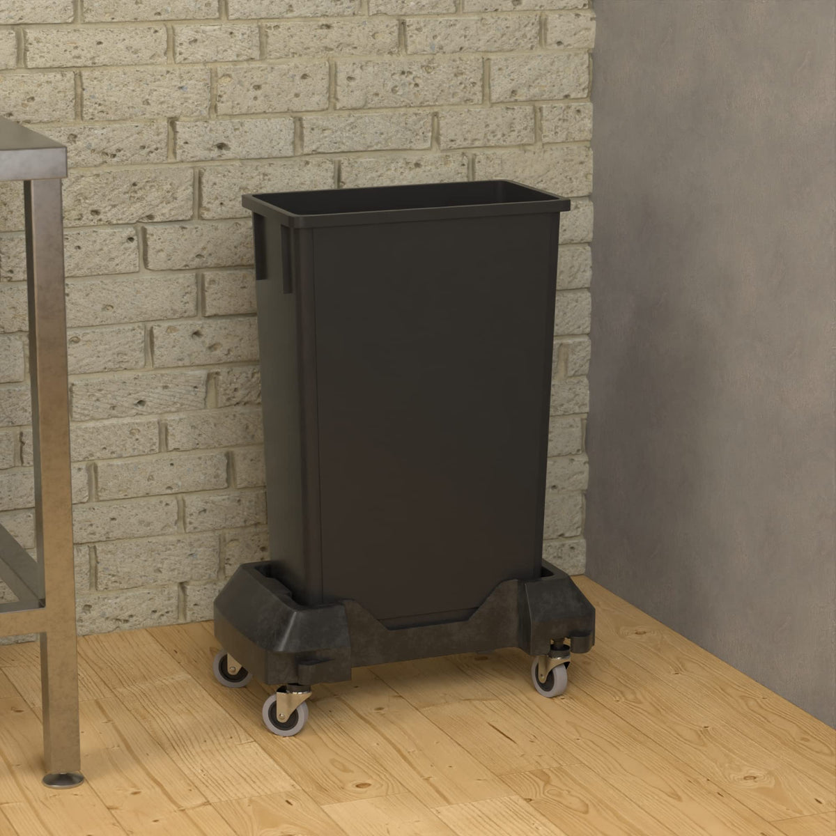 23 Gallon Black Trash Can with Dolly N789