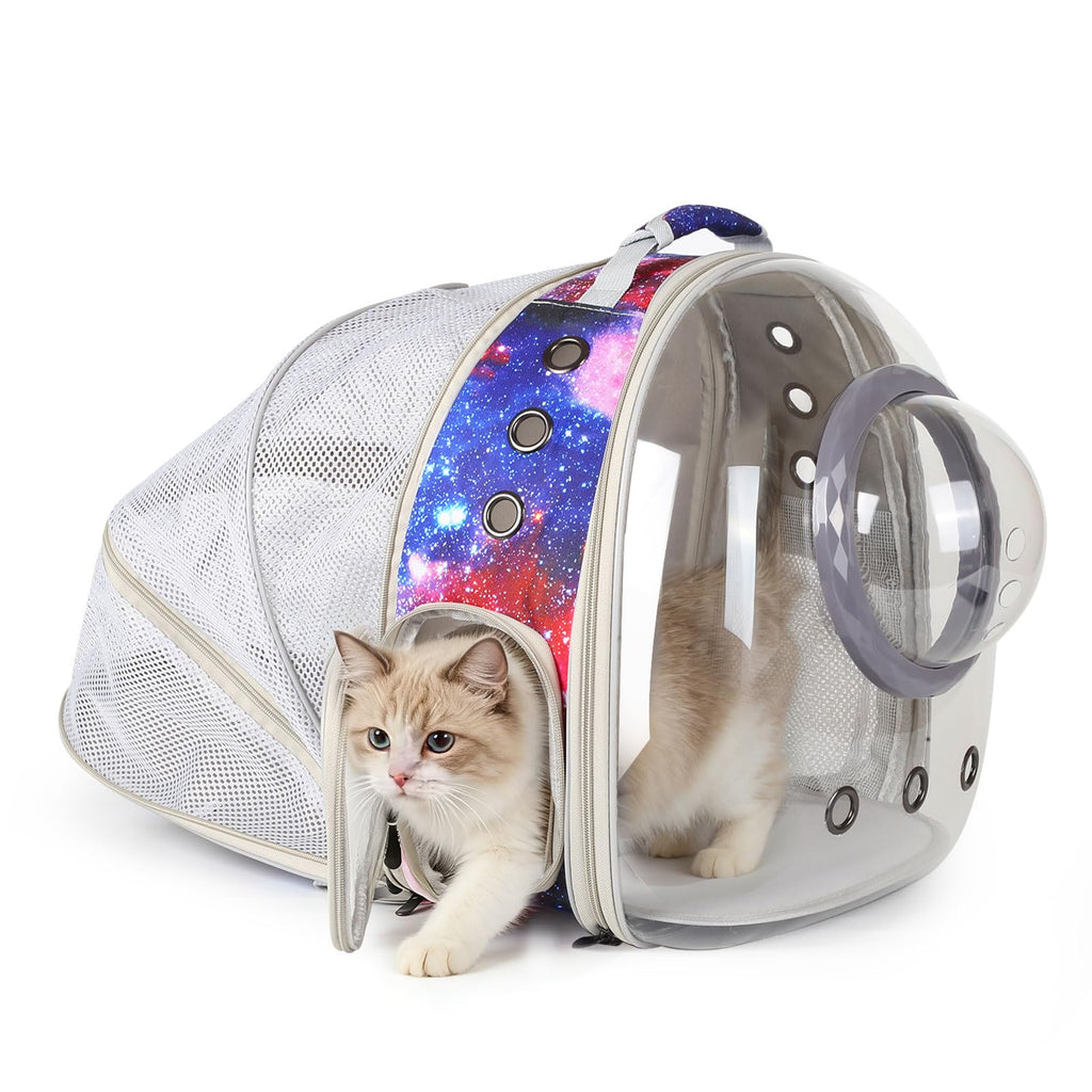 Blue Expandable Cat Backpack with Clear Window I3344