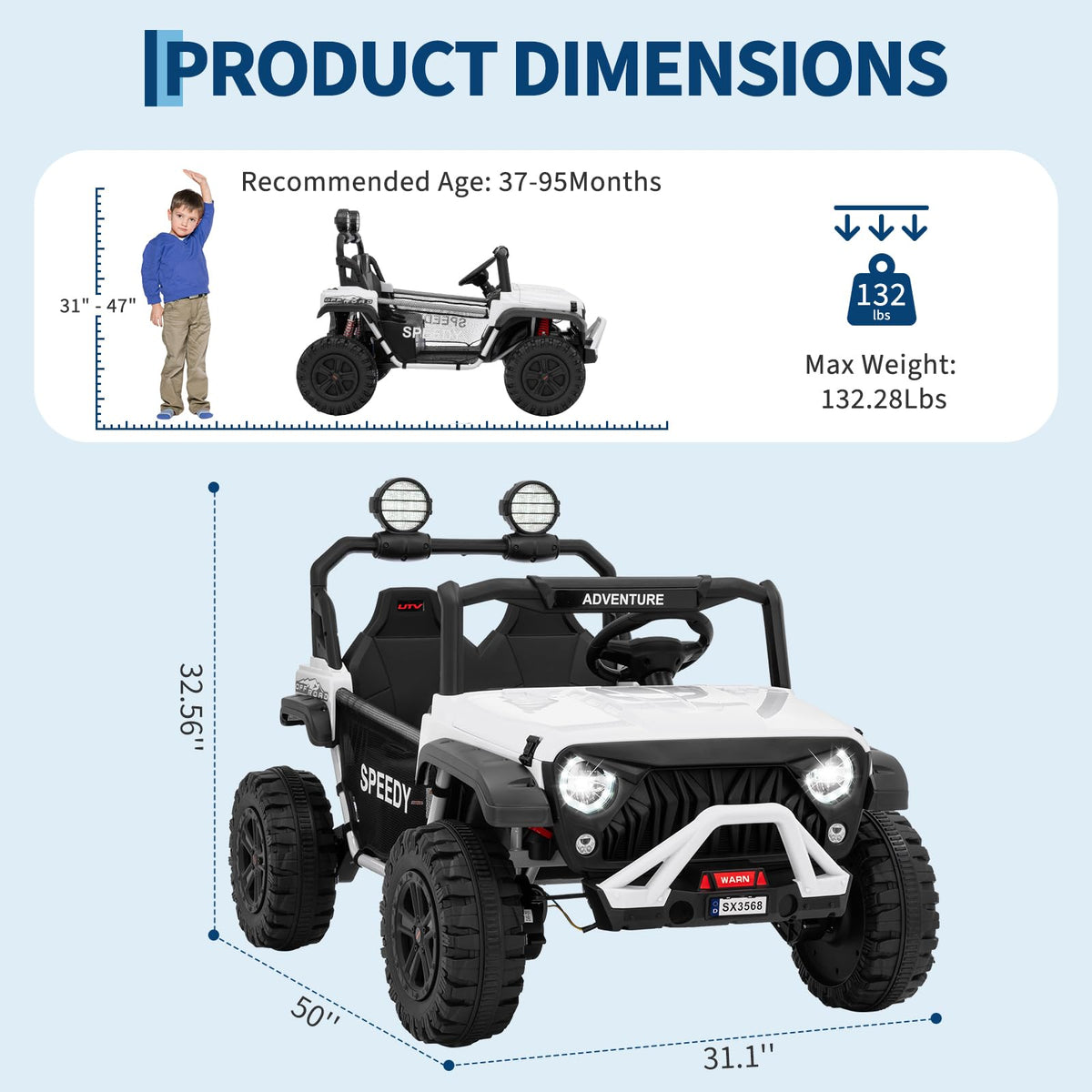 24V 4WD Electric Car 2 Seater UTV with Remote Control O759692