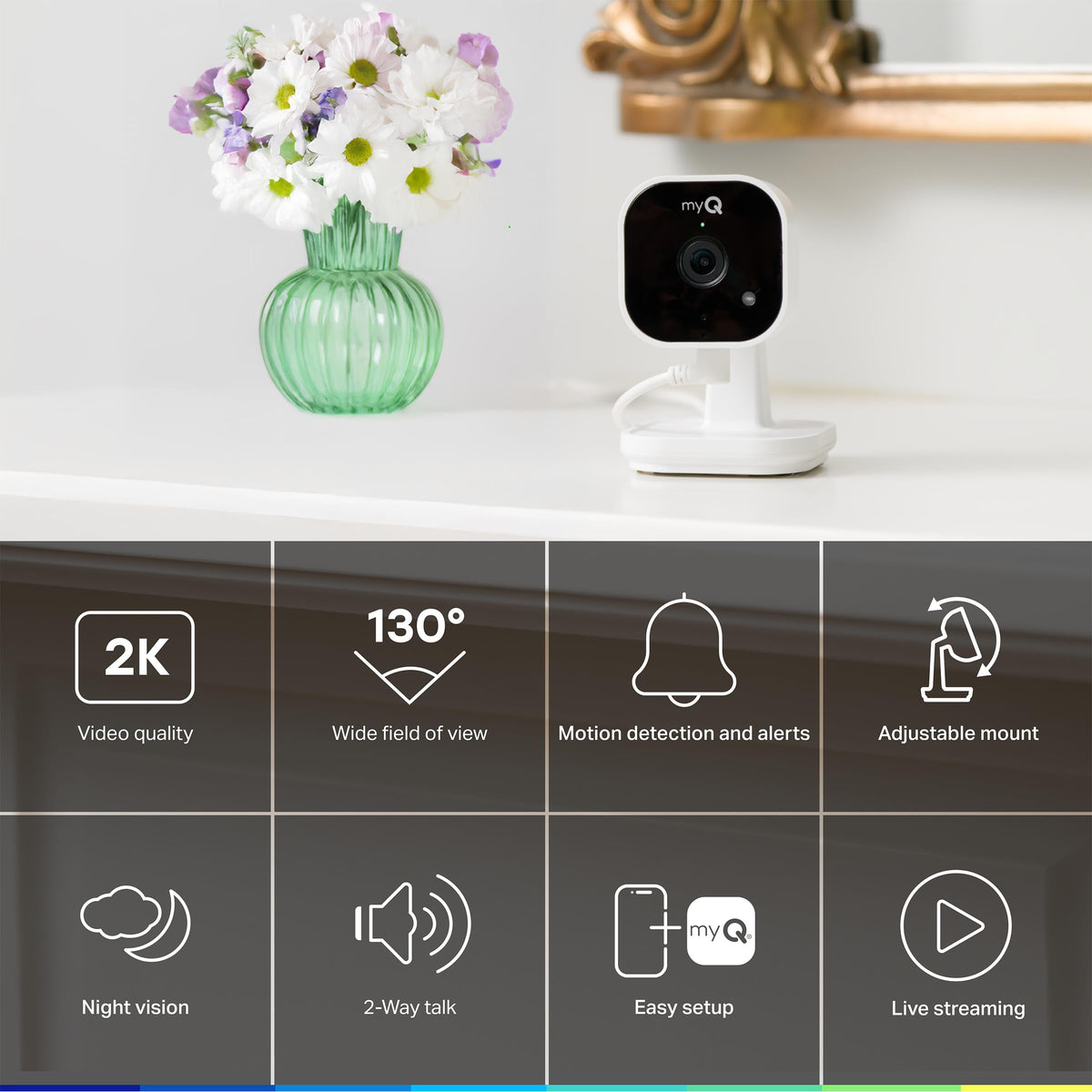 2K Smart Wi-Fi Indoor Security Camera with Night Vision I989