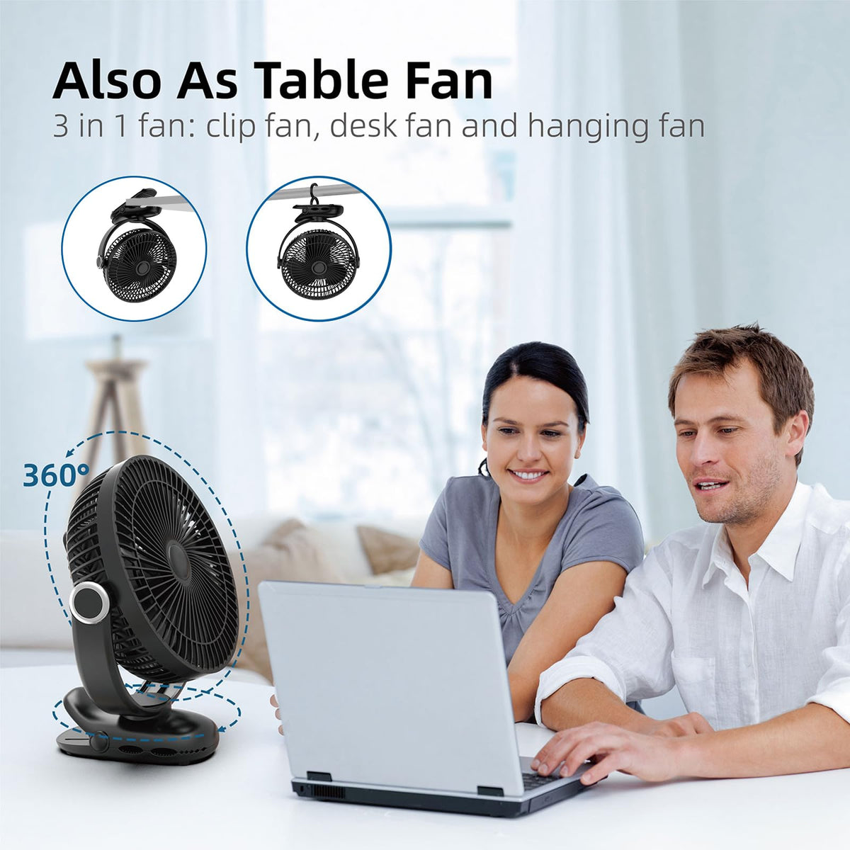 10000mAh 8-Inch Rechargeable Clip on Fan L916
