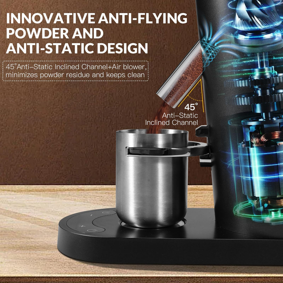 Cordless Black Conical Burr Coffee Grinder O151
