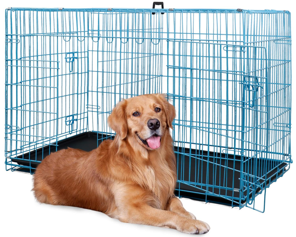 48 Inch Extra Large Folding Metal Wire Dog Crate with Double Door Z10598