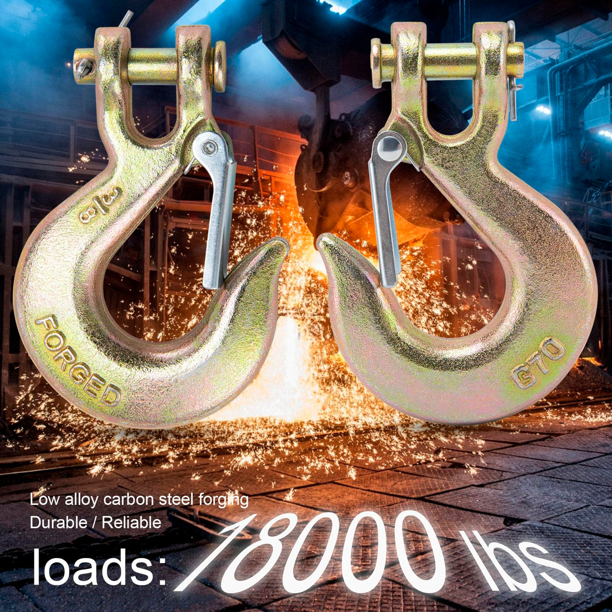 3/8 Chain Hooks with Safety Latch, 10 Pack L5934