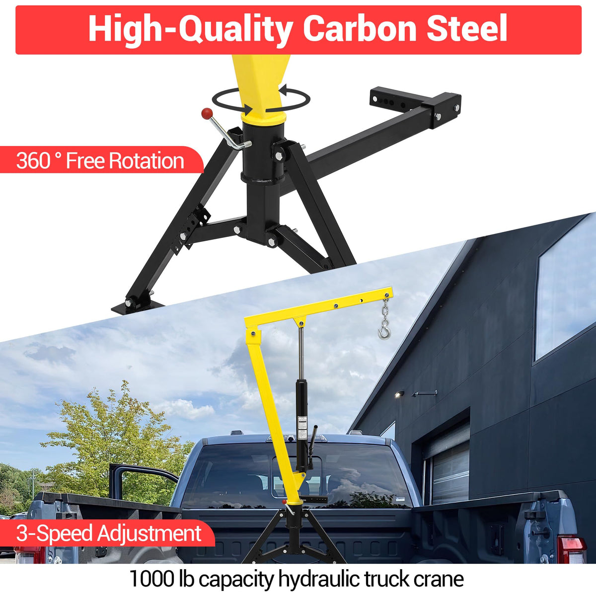 1000 LBS Hydraulic Truck-Mounted Crane with 360° Swivel A764202