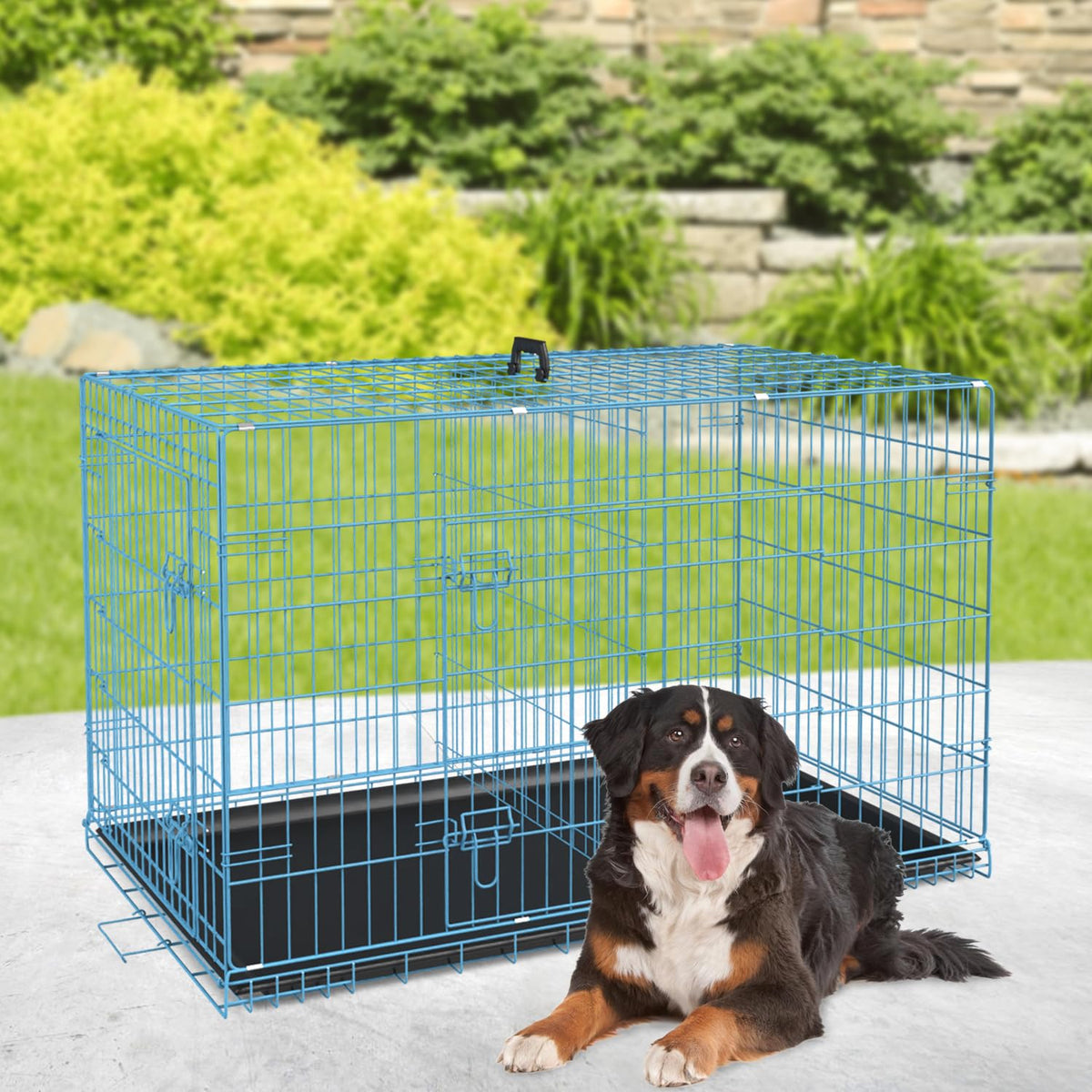 48 Inch Extra Large Folding Metal Wire Dog Crate with Double Door Z10598