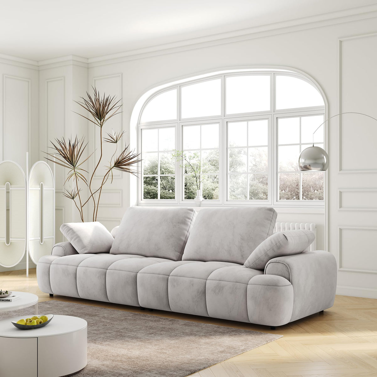 Light Gray Velvet Upholstered Sofa Bed K219