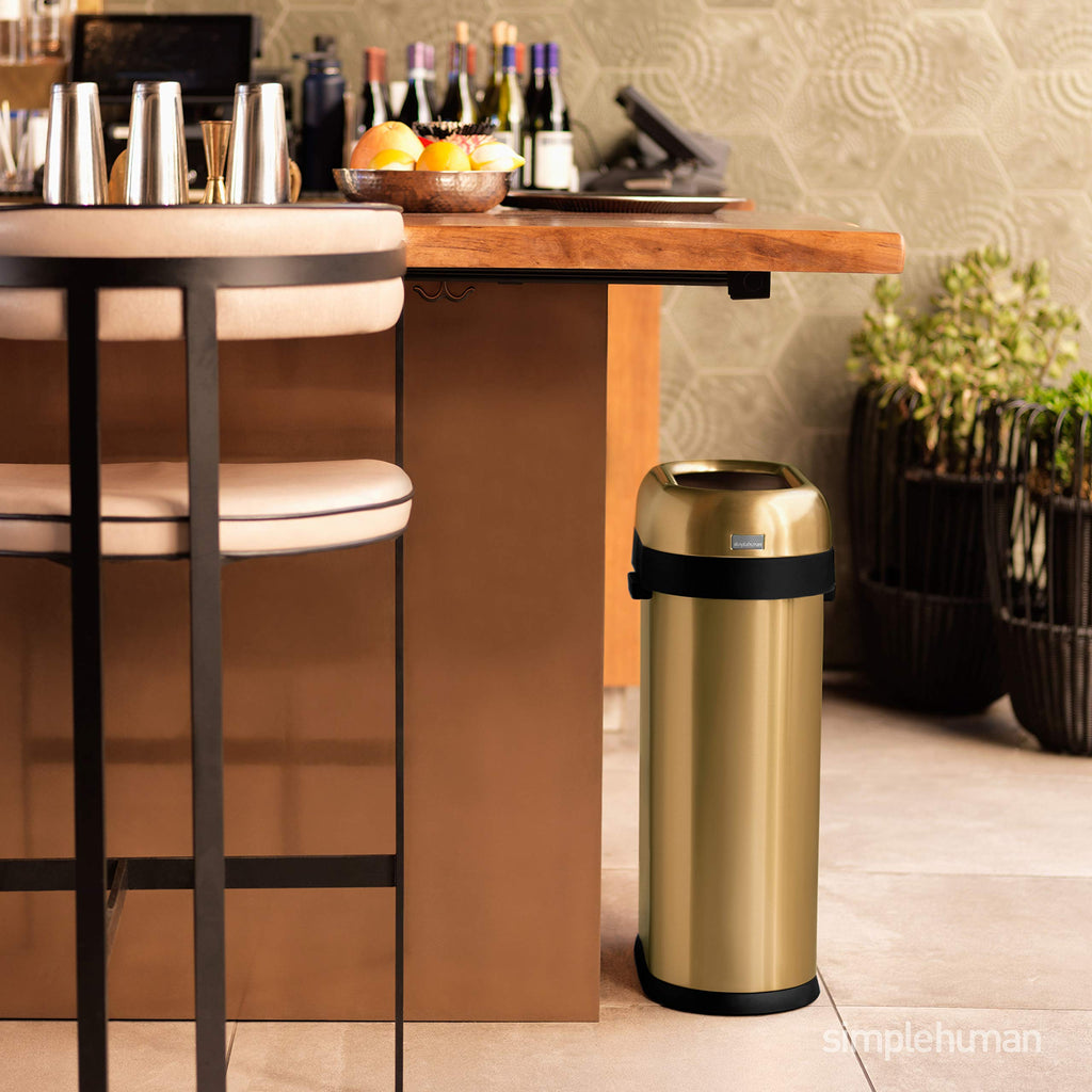 50 Liter Brushed Stainless Steel Open Top Trash Can Z6927