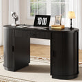 58" Fluted Executive Desk with Storage Drawer, Black E993570