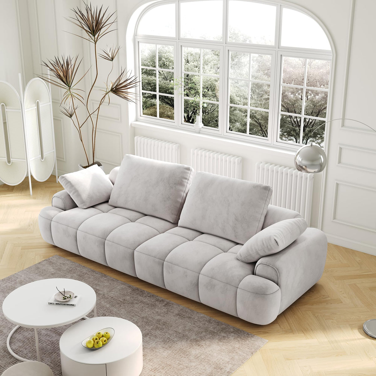 Light Gray Velvet Upholstered Sofa Bed K219