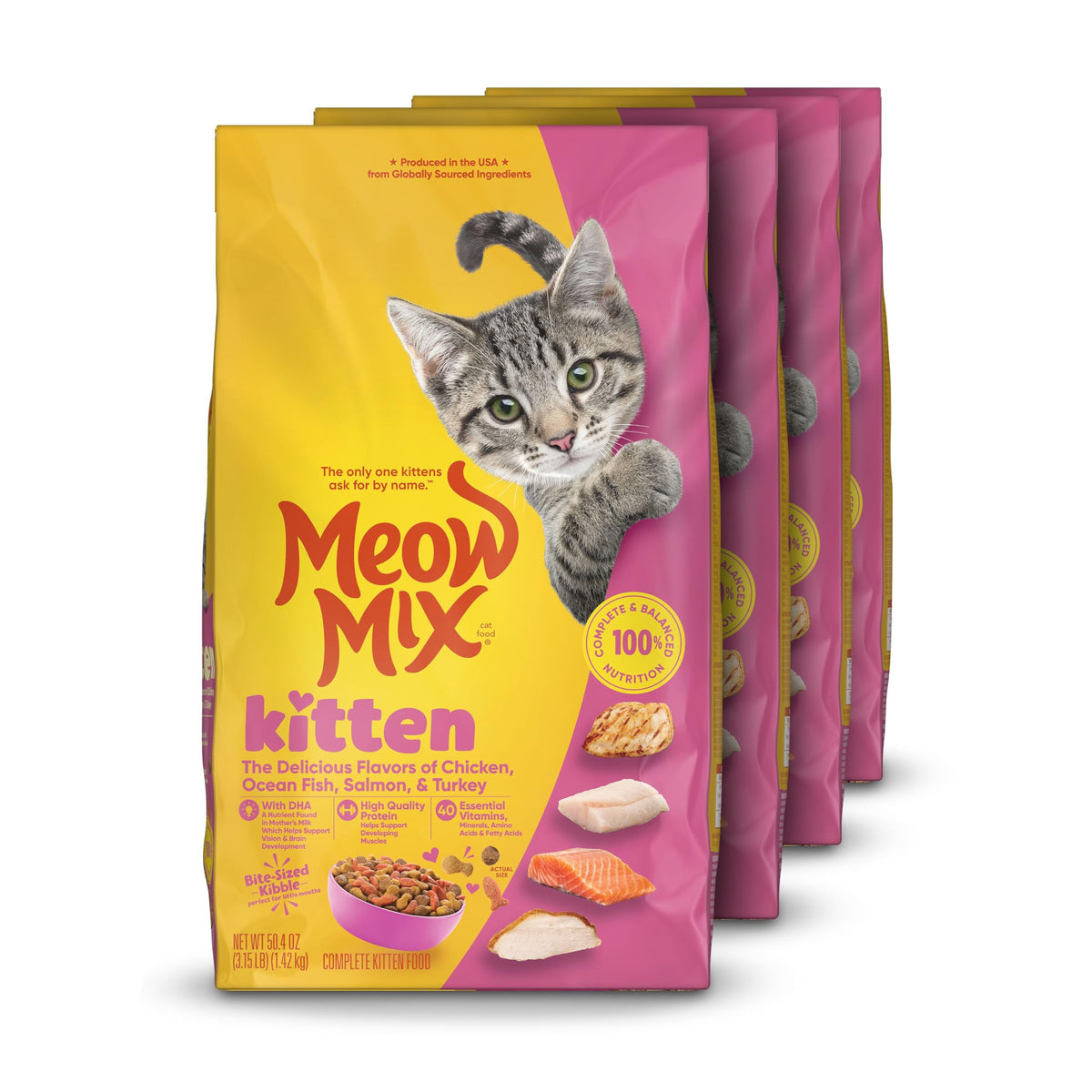 Dry Cat Food for Kittens, 4 Bags D778