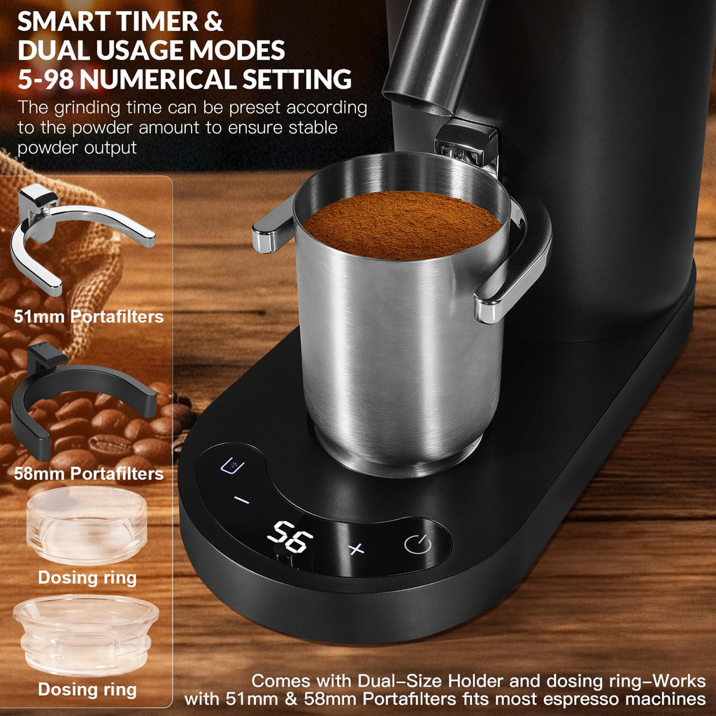 Cordless Black Conical Burr Coffee Grinder O151
