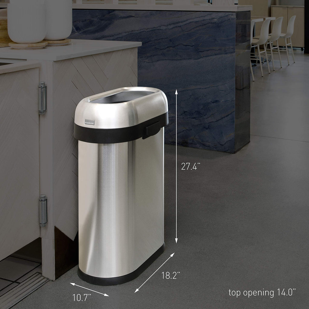 50 Liter Brushed Stainless Steel Open Top Trash Can Z6927