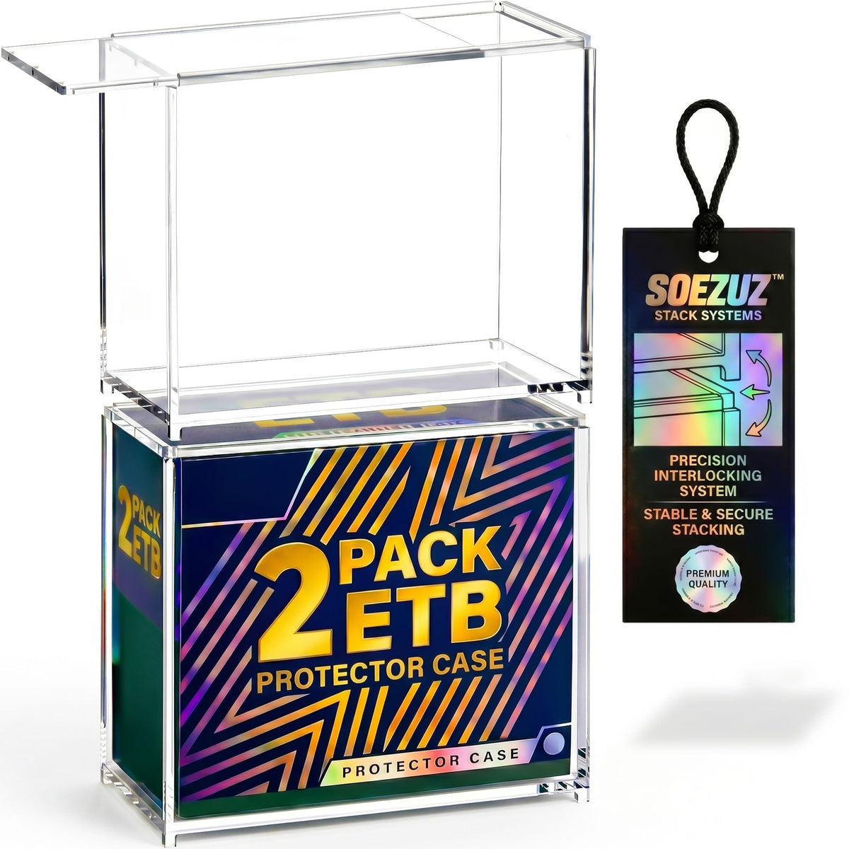 2 Pack Acrylic Case Stackable Magnetic Protector for ETB Storage Q839