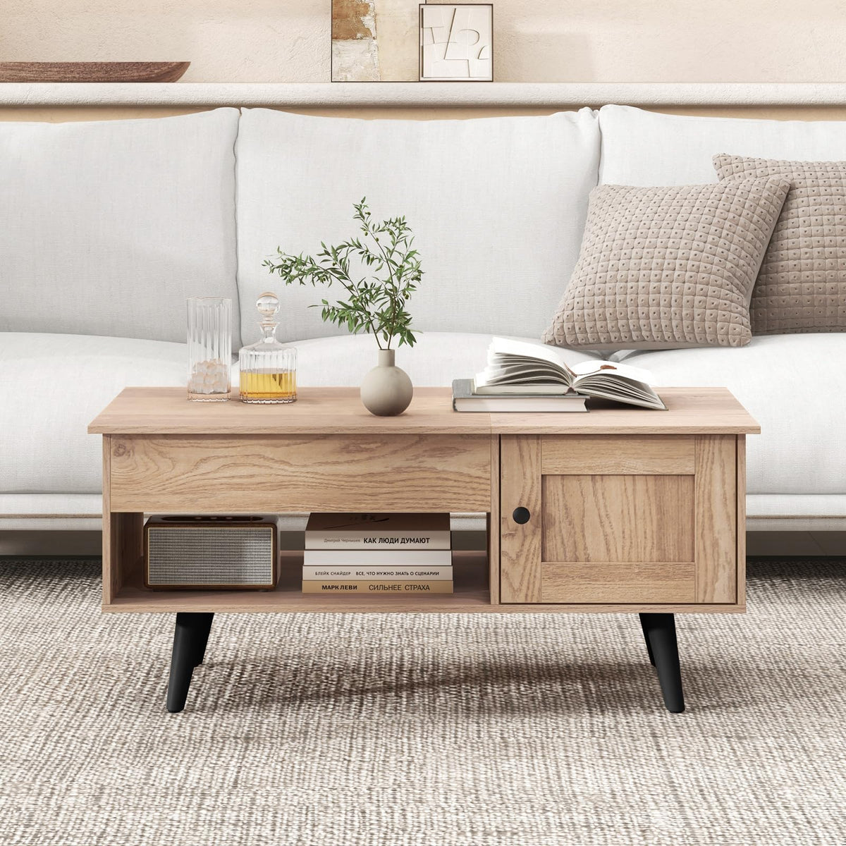 Lift Top Coffee Table with Storage and Hidden Compartment Z138