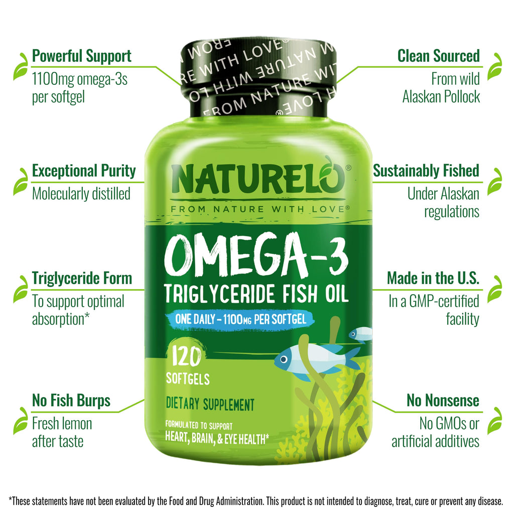 Omega 3 Fish Oil Supplement 1100mg 120 Softgels C767670