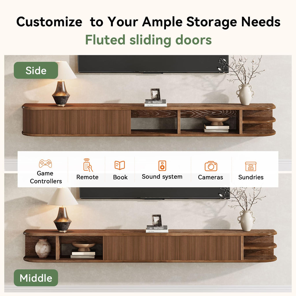 71" Solid Wood Floating TV Stand G85268